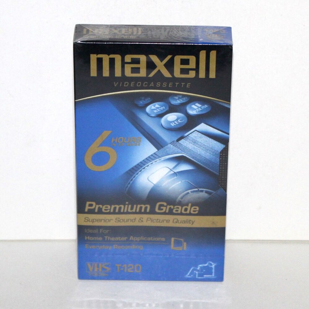 1 Maxell VHS Blank Tape T-120 6 hours Premium Grade NEW Sealed